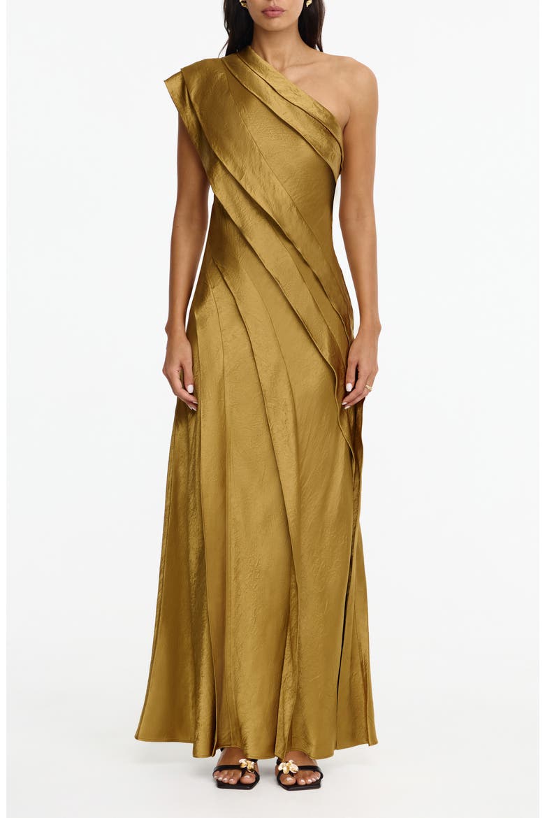 Blenfleet One-Shoulder Gown, Main, color, BRASS