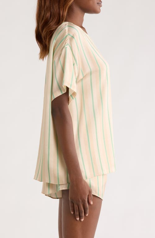 Lunya Washable Silk Tee Short Set Pampas Stripe In Neutral