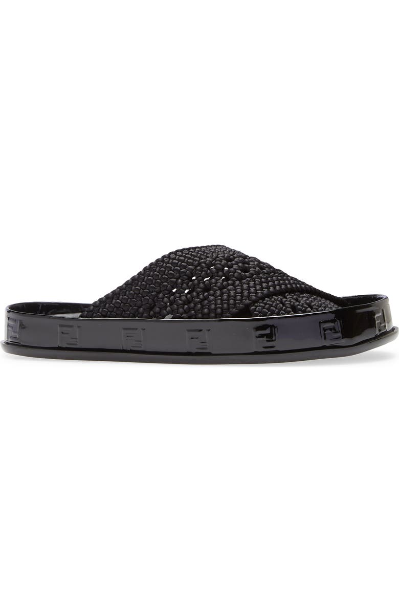 Fendi Woven FF Logo Slide Sandal, Alternate, color,