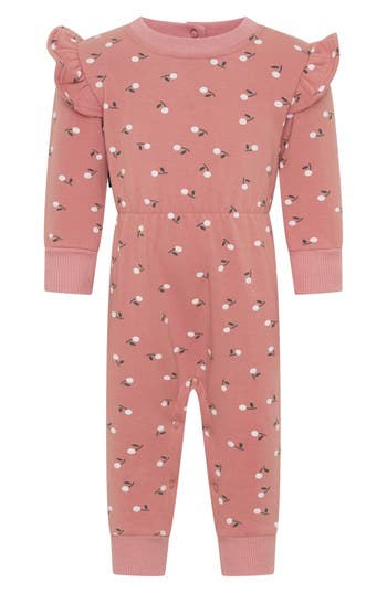 Tiny Tribe Petite Fruit Frill Fleece Romper In Pink