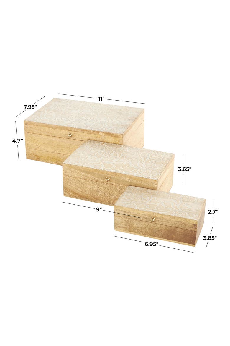 Mango Wood Set of 3 Decorative Boxes, Alternate, color, BROWN