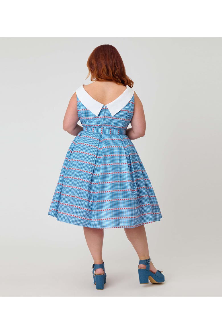 Plus Size 1960s Dancing Doll Swing Dress, Alternate, color, Blue Gingham