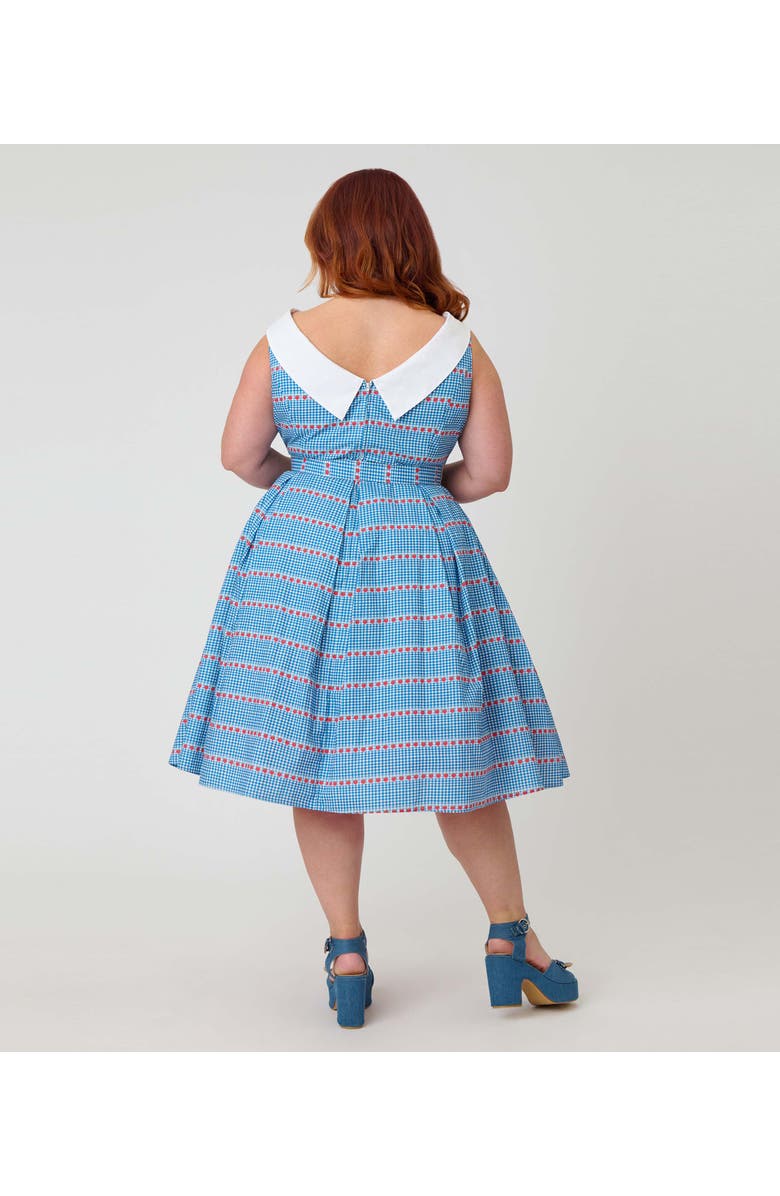 Unique Vintage Plus Size 1960s Dancing Doll Swing Dress, Alternate, color, Blue Gingham