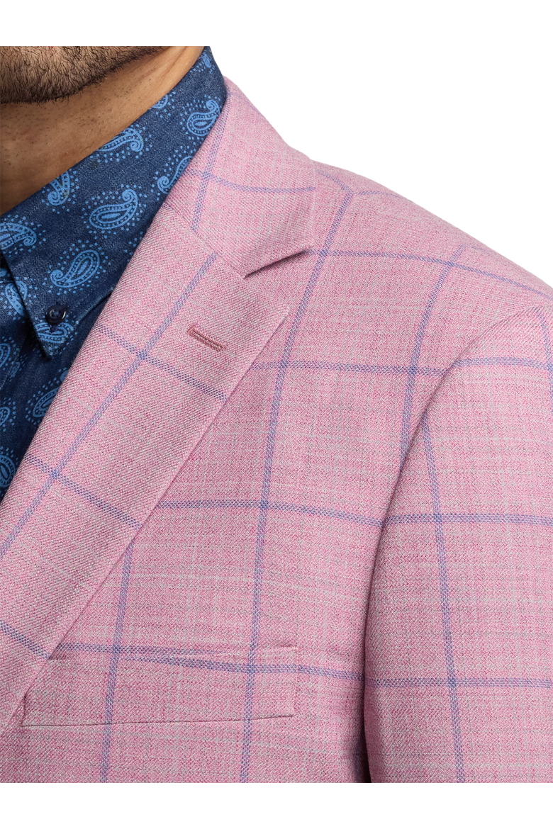 Wool Single Breasted Notch Lapel Sport Coat, Alternate, color, Pink/Blue