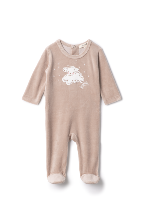 Boy Sheep Print Velour Romper (Baby)