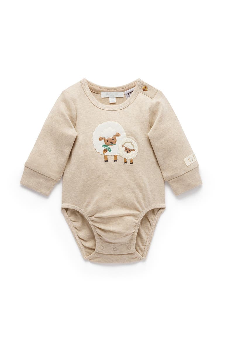 Applique Bodysuit, Main, color, Almond Melange