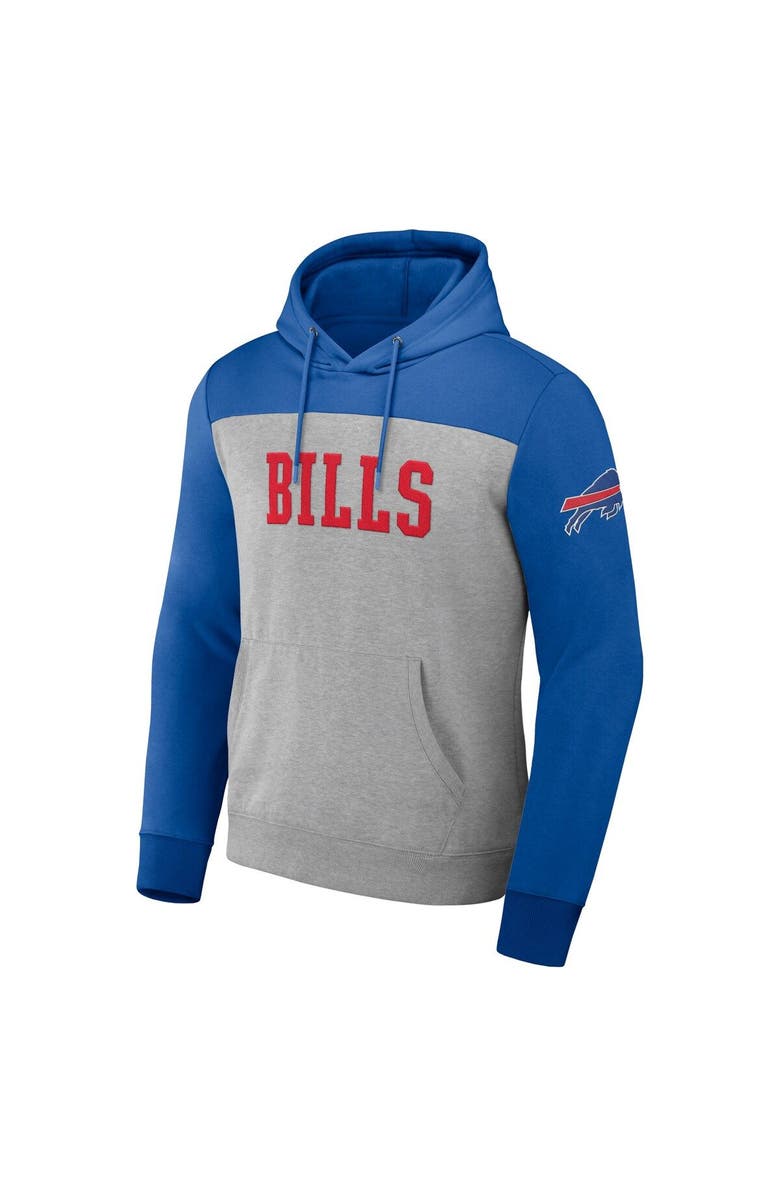 NFL X DARIUS RUCKER Men's NFL x Darius Rucker Collection by Fanatics Heather Gray Buffalo Bills Color Blocked Pullover Hoodie, Alternate, color, Heather Gray