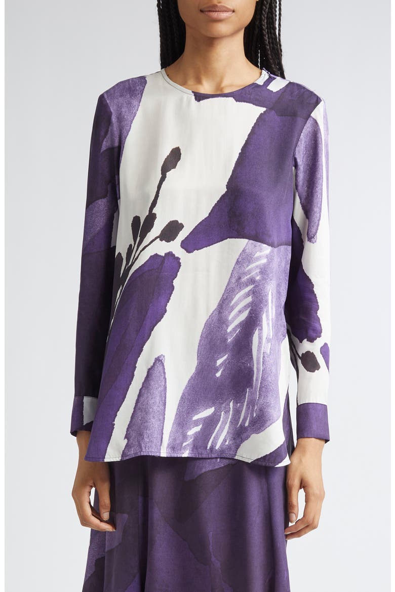 Kovertaa Kylm Nkukka Floral Top, Main, color, VIOLET, OFF WHITE