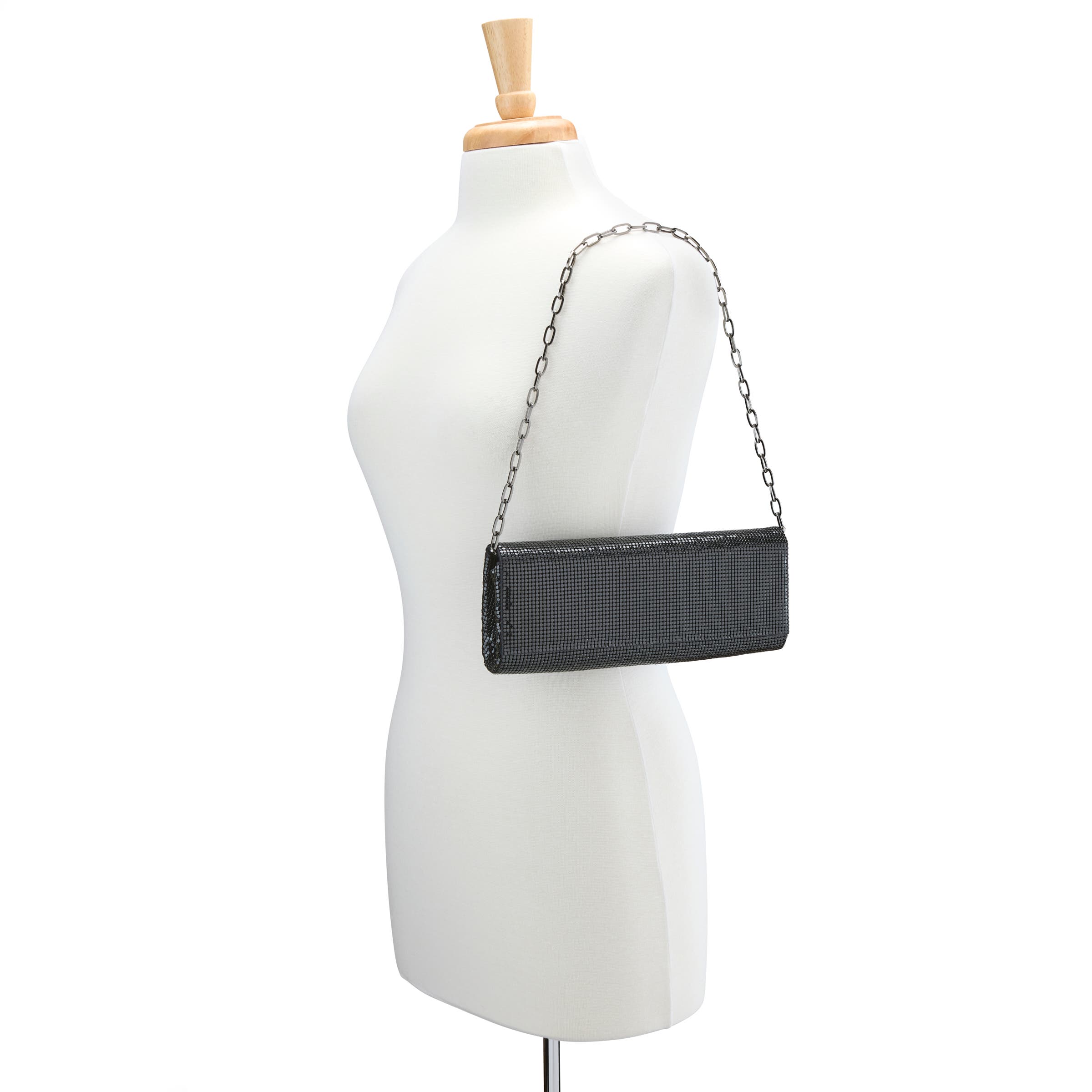 Whiting & Davis Zoe Baguette Clutch, Alternate, color, Black