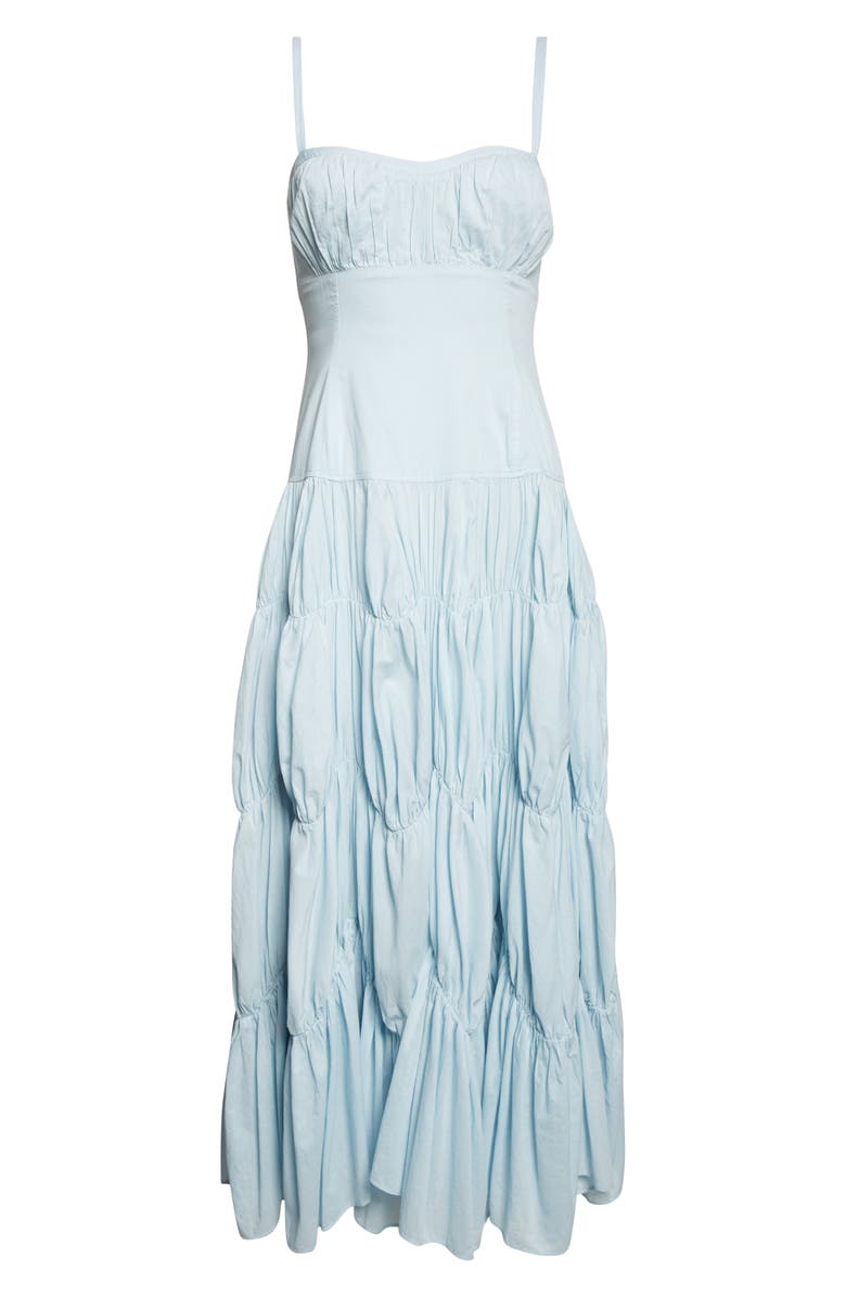 Ulla Johnson Emmalina Sweetheart Neck Tiered Midi Dress, Alternate, color, Adriatic