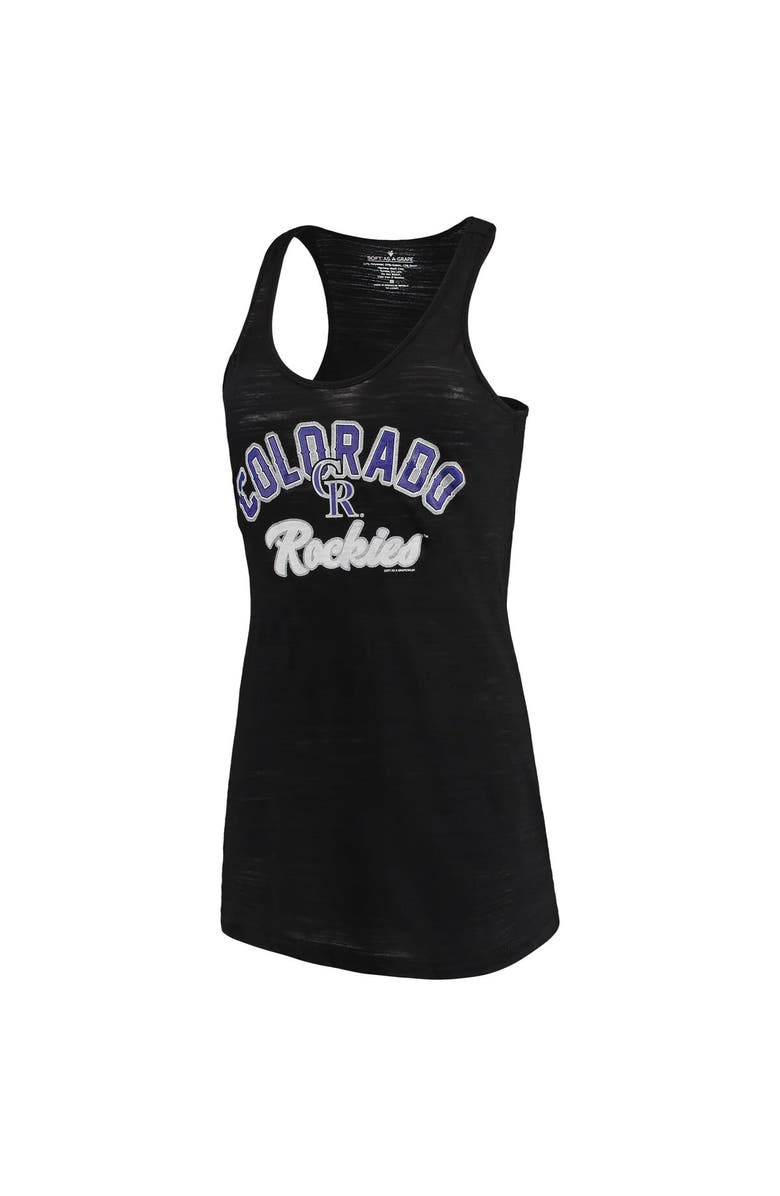 SOFT AS A GRAPE Women's Soft as a Grape Black Colorado Rockies Multicount Racerback Tank Top, Alternate, color,