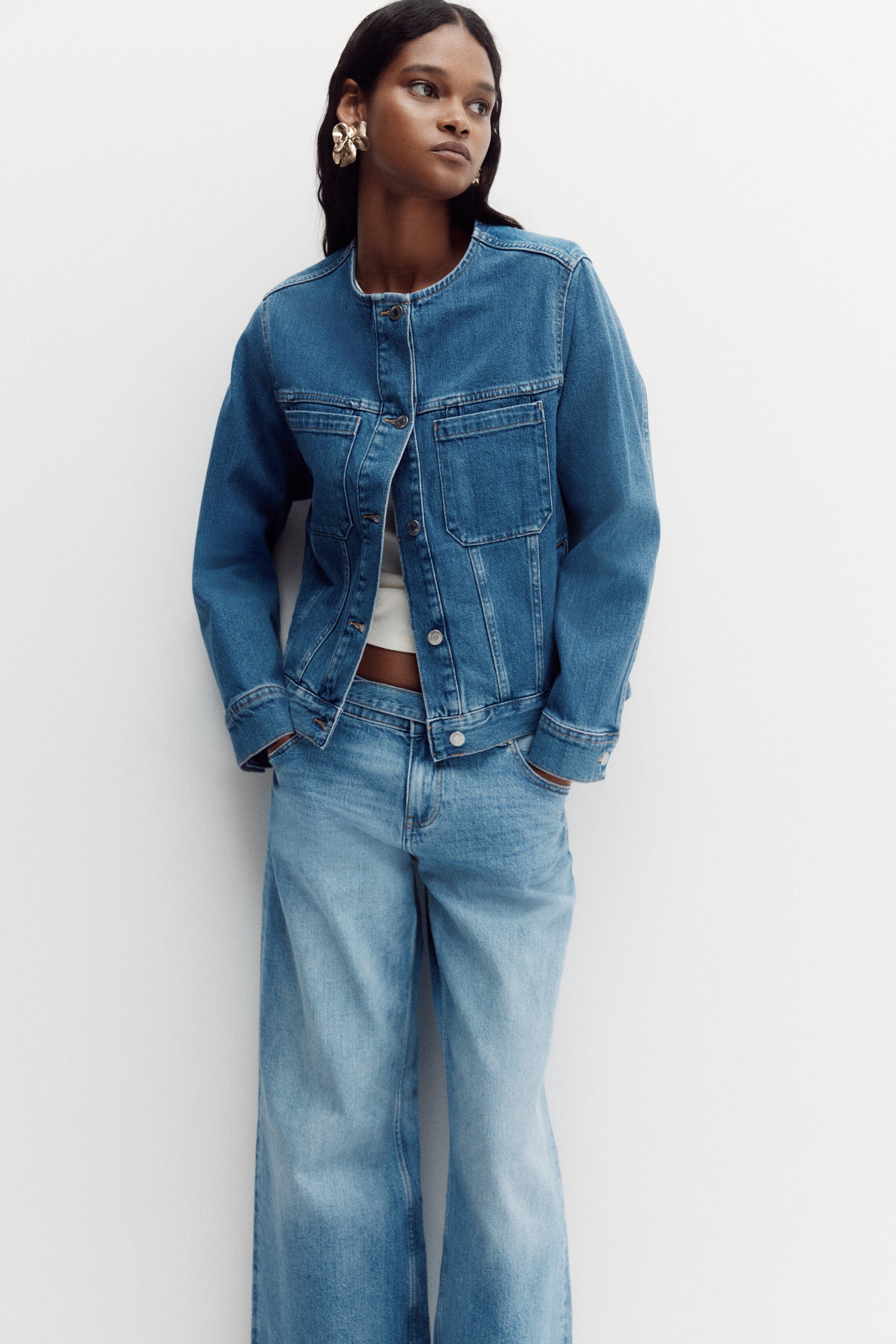 Collarless Trucker Jacket - image 2