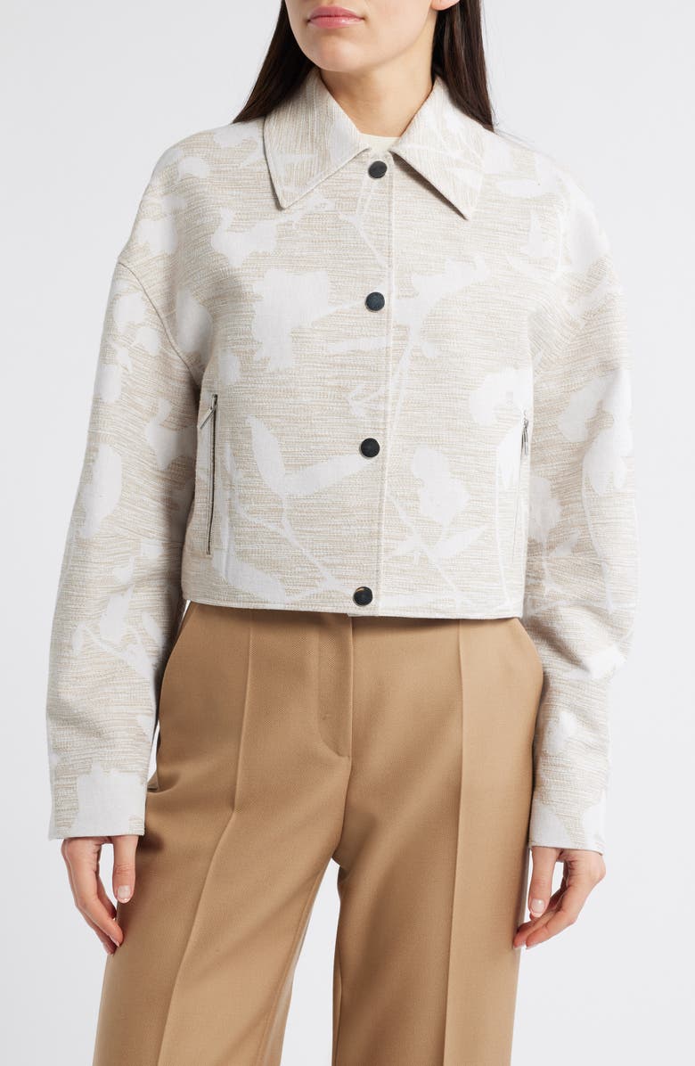 BOSS Jarlota Floral Jacquard Jacket, Alternate, color, Light Beige