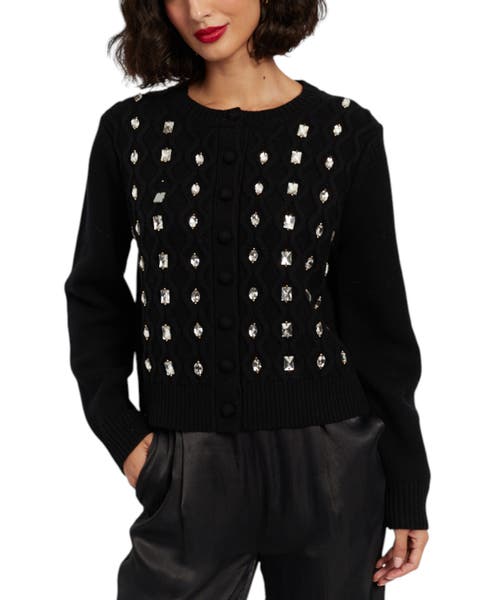 Pure Merino Jewelled Cable Cardigan