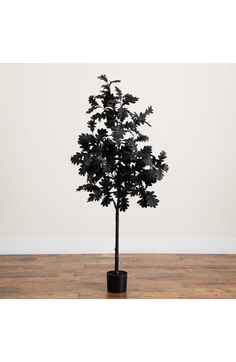 NEARLY NATURAL 5-ft Artificial Halloween Black Oak Tree, Alternate, color, Black