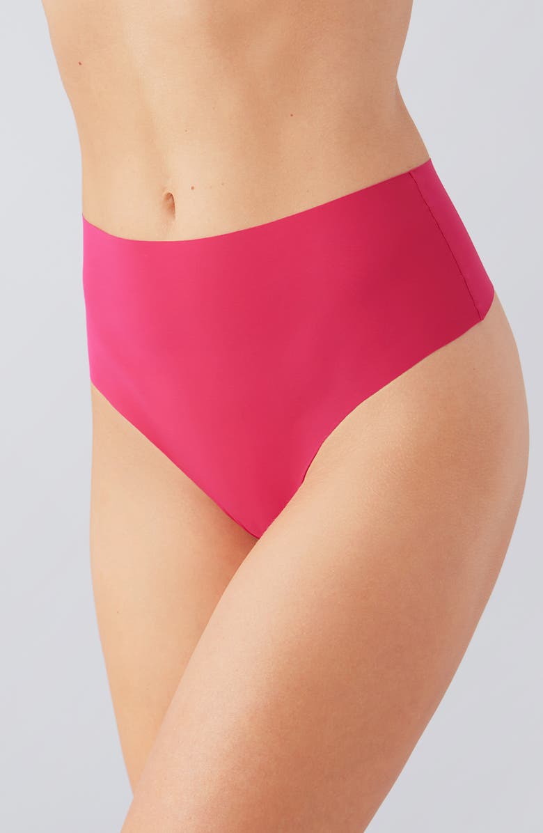 b.tempt'd by Wacoal b.bare High Waist Thong, Alternate, color, Cerise