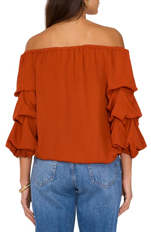 Shop Vince Camuto Tie Waist Off The Shoulder Blouse In Penny Lane