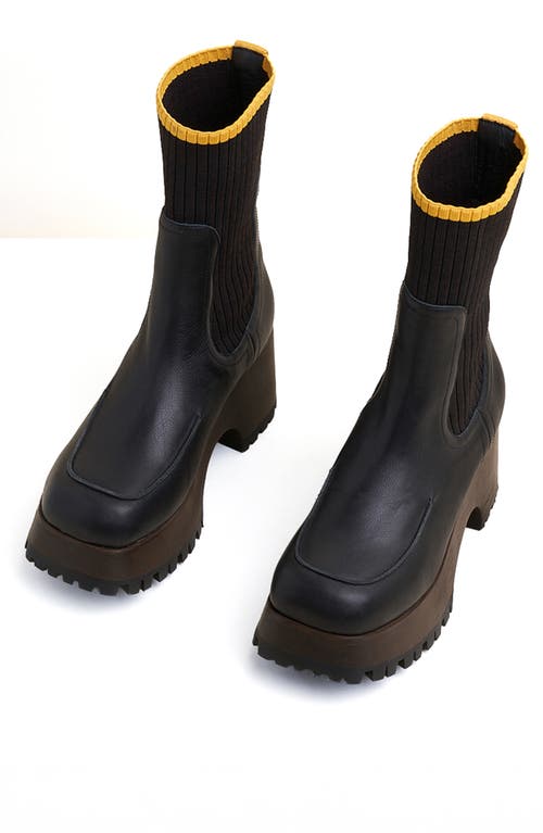 Charlotte Stone Loma Platform Lug Sole Clog Boot In Black