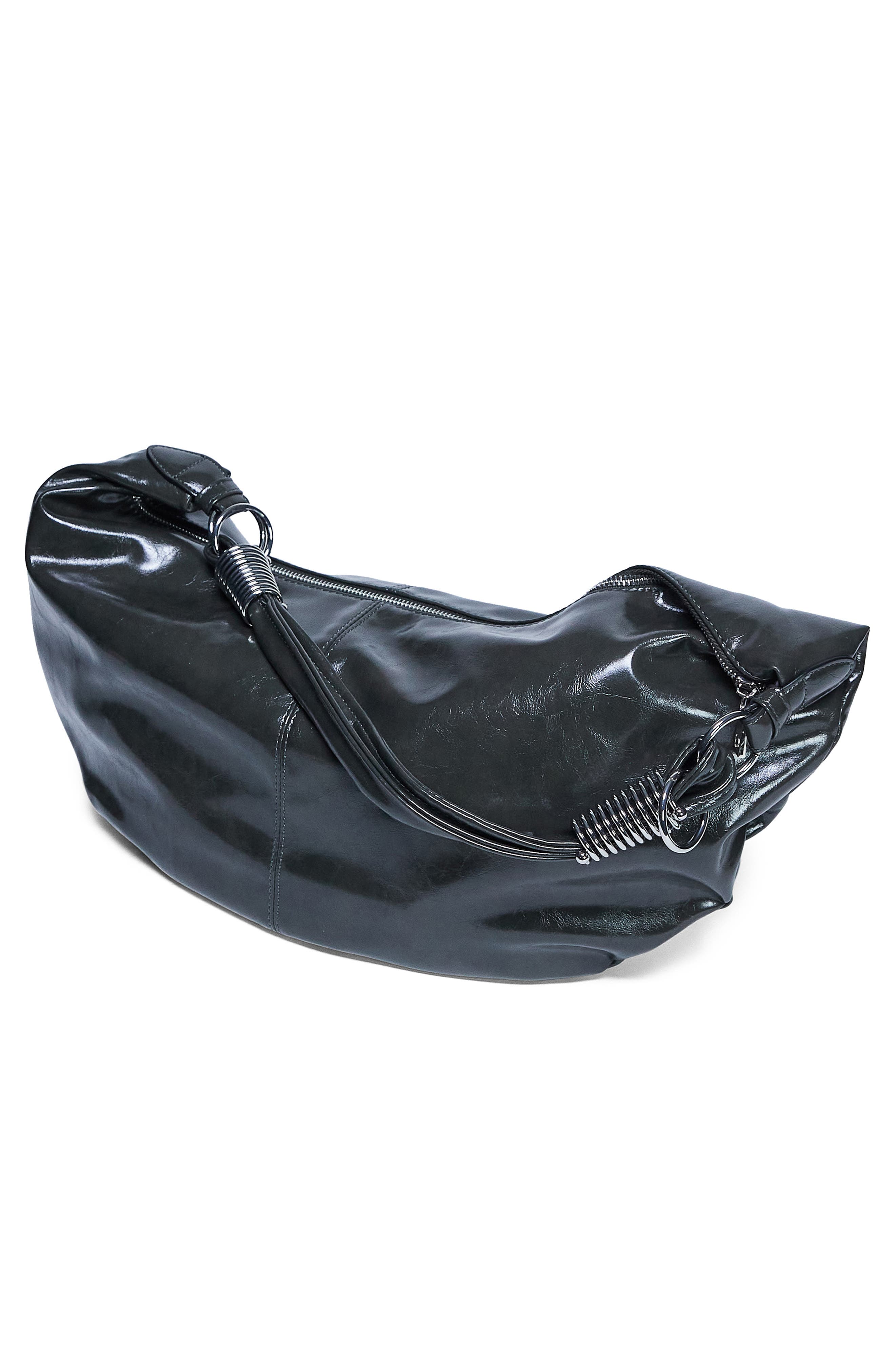 Topshop Hardware Scoop Shoulder Bag, Alternate, color, Khaki Green