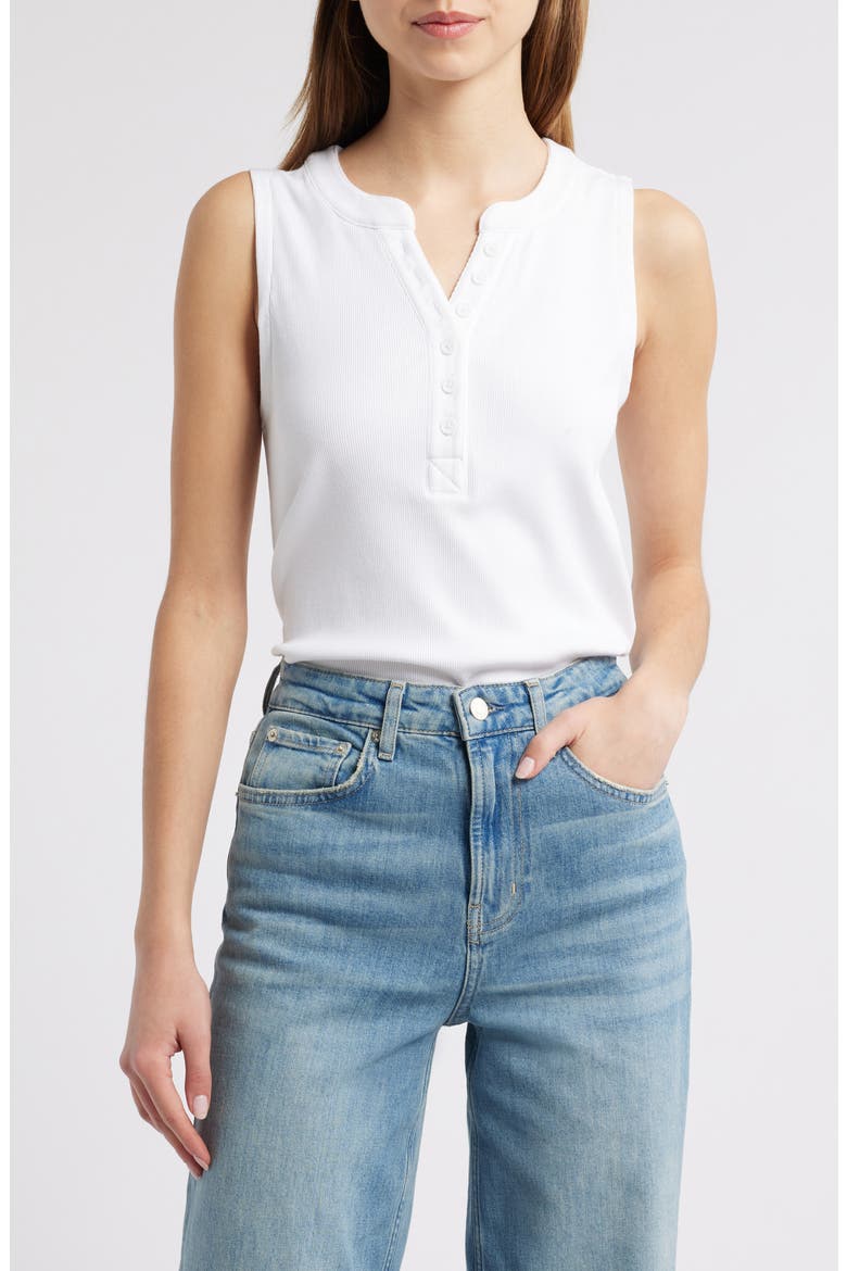 Mayla Sleeveless Henley, Main, color, WHITE