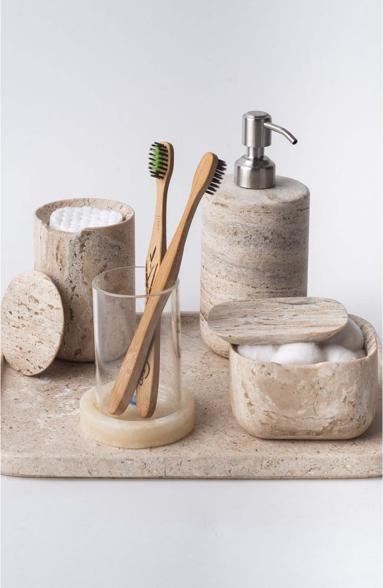 AndJacob Decor Less is More Multi-Use Tray, Alternate, color, Travertine Marble