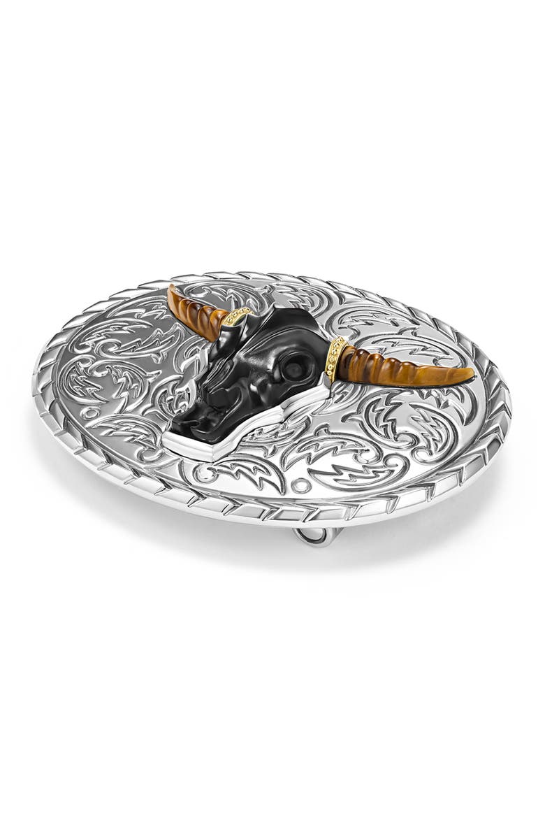 Men's Anthem Longhorn Belt Buckle, Alternate, color, BLACK
