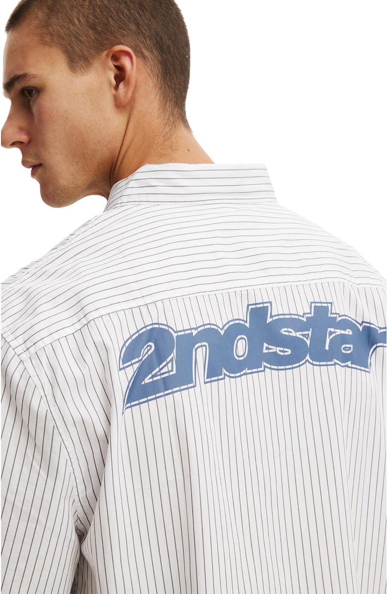 Cotton On Men's Alex Short Sleeve Shirt, Alternate, color, 2Ndstar White Stripe Print