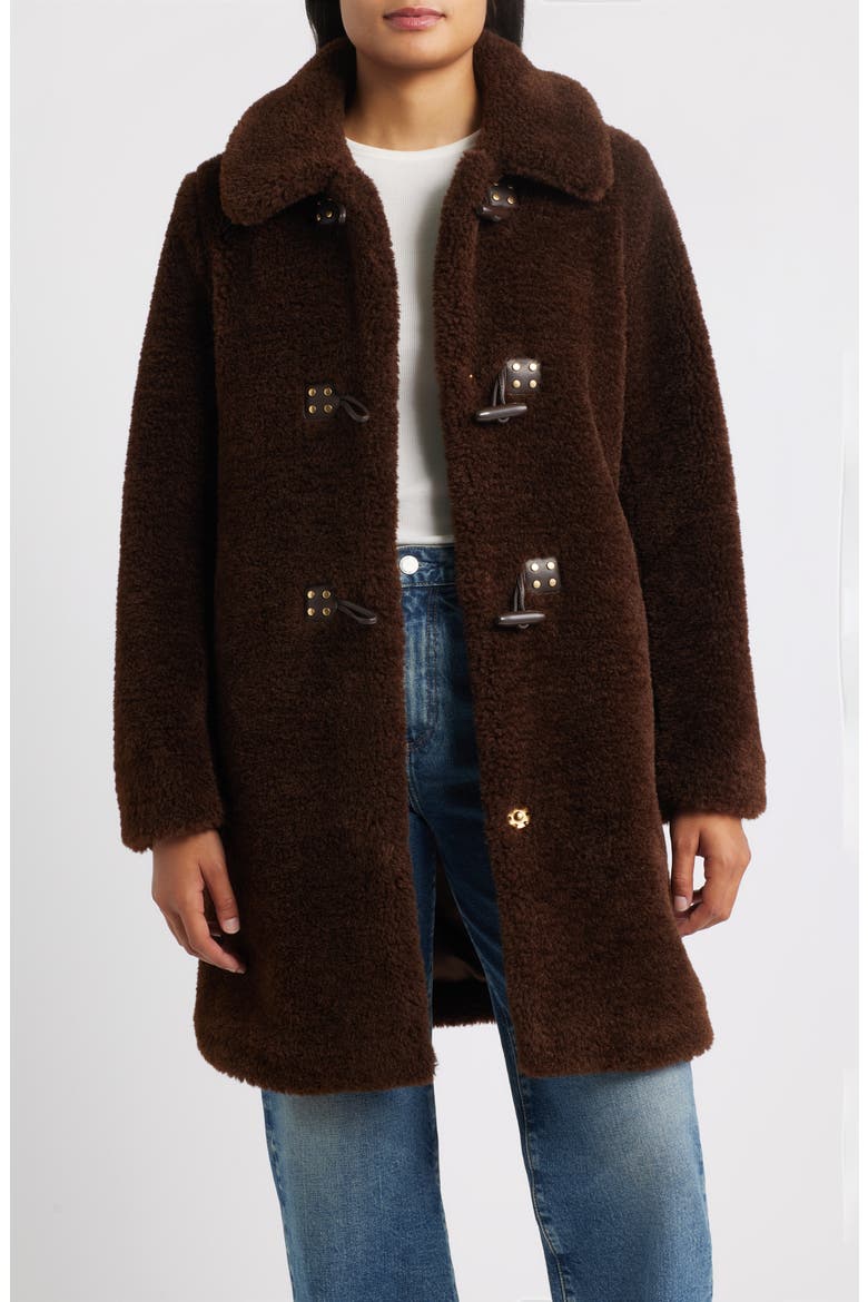 Faux Fur Toggle Coat, Alternate, color, CHOCOLATE