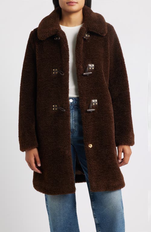 Sam Edelman Faux Fur Toggle Coat In Brown
