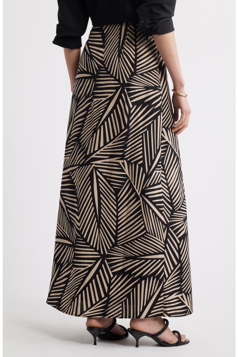 A-Line Maxi Skirt, Alternate, color, BLACK- BEIGE PALM PRINT