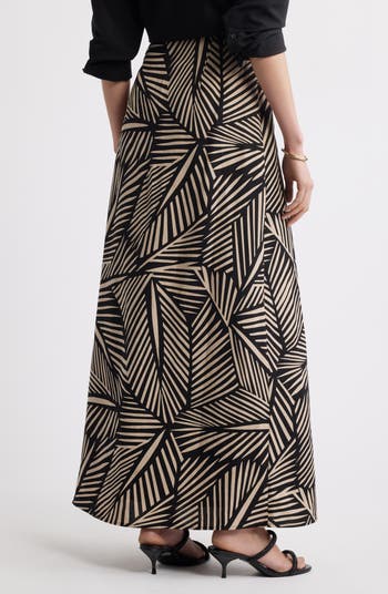 A-Line Print Maxi Skirt