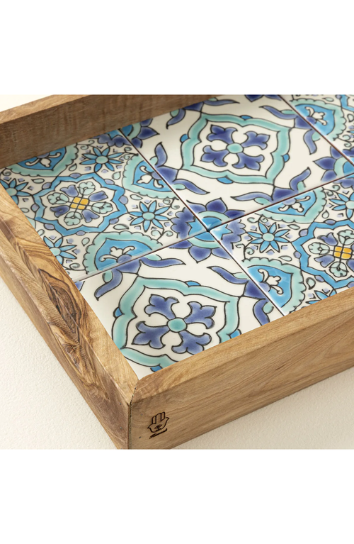 Uncommon Goods Sea And Sky Tunisian Tile Serving Tray In Multi