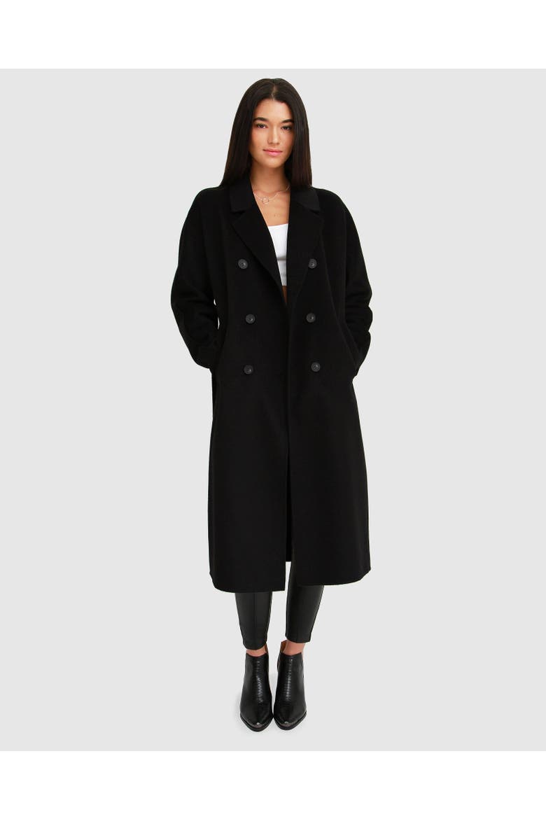 Boss Girl Double Breasted Lined Wool Coat, Main, color, Black