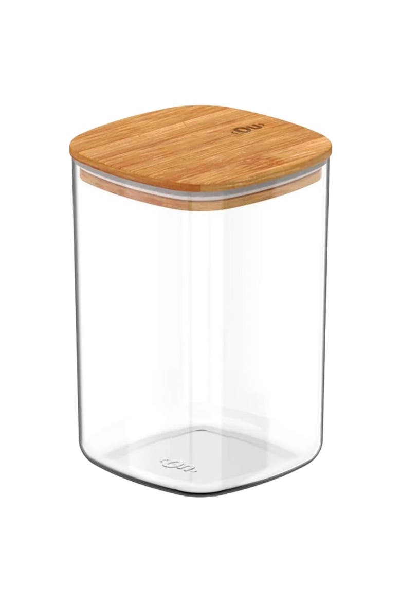 Clear Stackable Airtight Food Storage Container with Wood Lid, Main, color, Clear