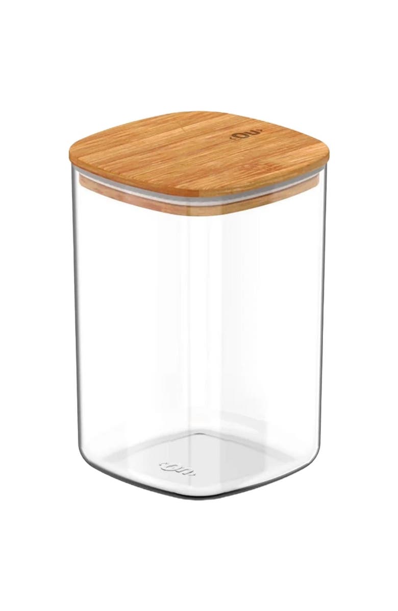 OU Clear Stackable Airtight Food Storage Container with Wood Lid, Main, color, Clear