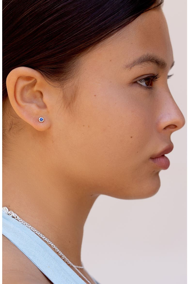 3mm Blue Sapphire Dewdrop Studs, Alternate, color, Yellow Gold Vermeil