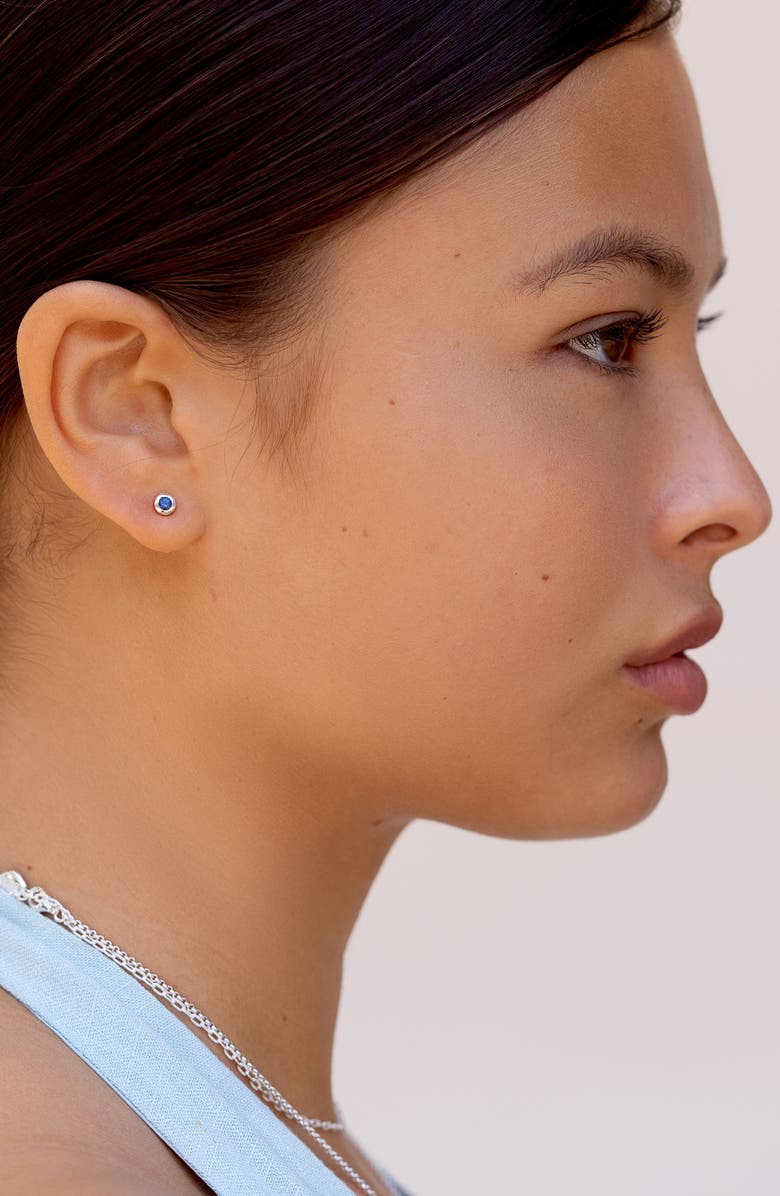 Dower & Hall 3mm Blue Sapphire Dewdrop Studs, Alternate, color, Sterling Silver