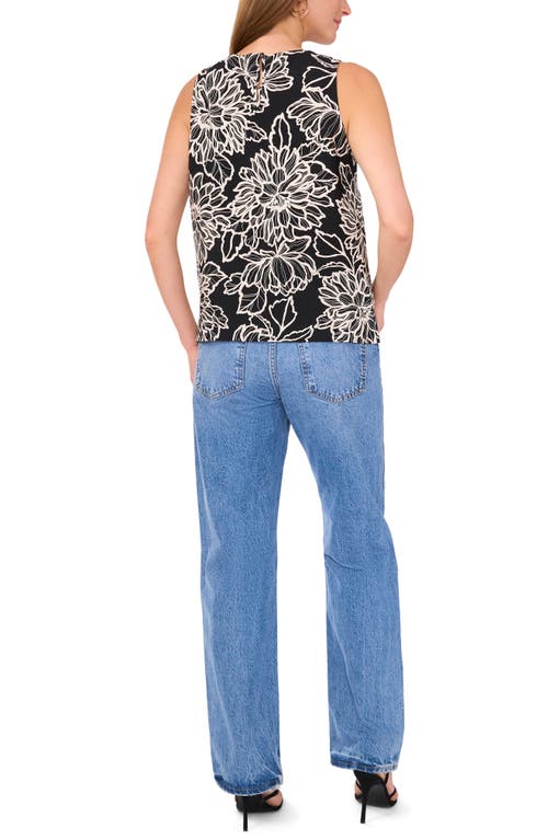 Vince Camuto Floral Tank In Rich Black