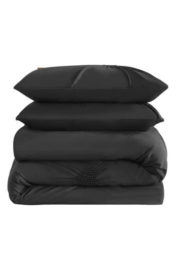 Juicy Couture Amora Gathered Heart Comforter & Sham Set In Black