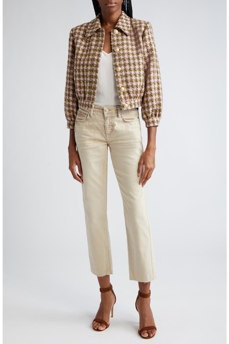 Bridges Tweed Crop Jacket, Alternate, color, ARMY/LT PINK MULTI
