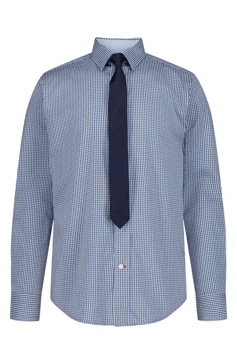 Kids' Murray Check Stretch Dress Shirt & Tie Set (Big Kid)