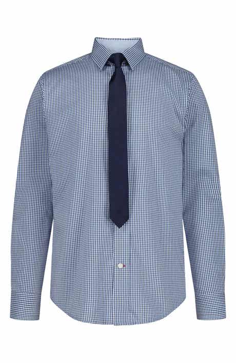 Kids' Murray Check Stretch Dress Shirt & Tie Set