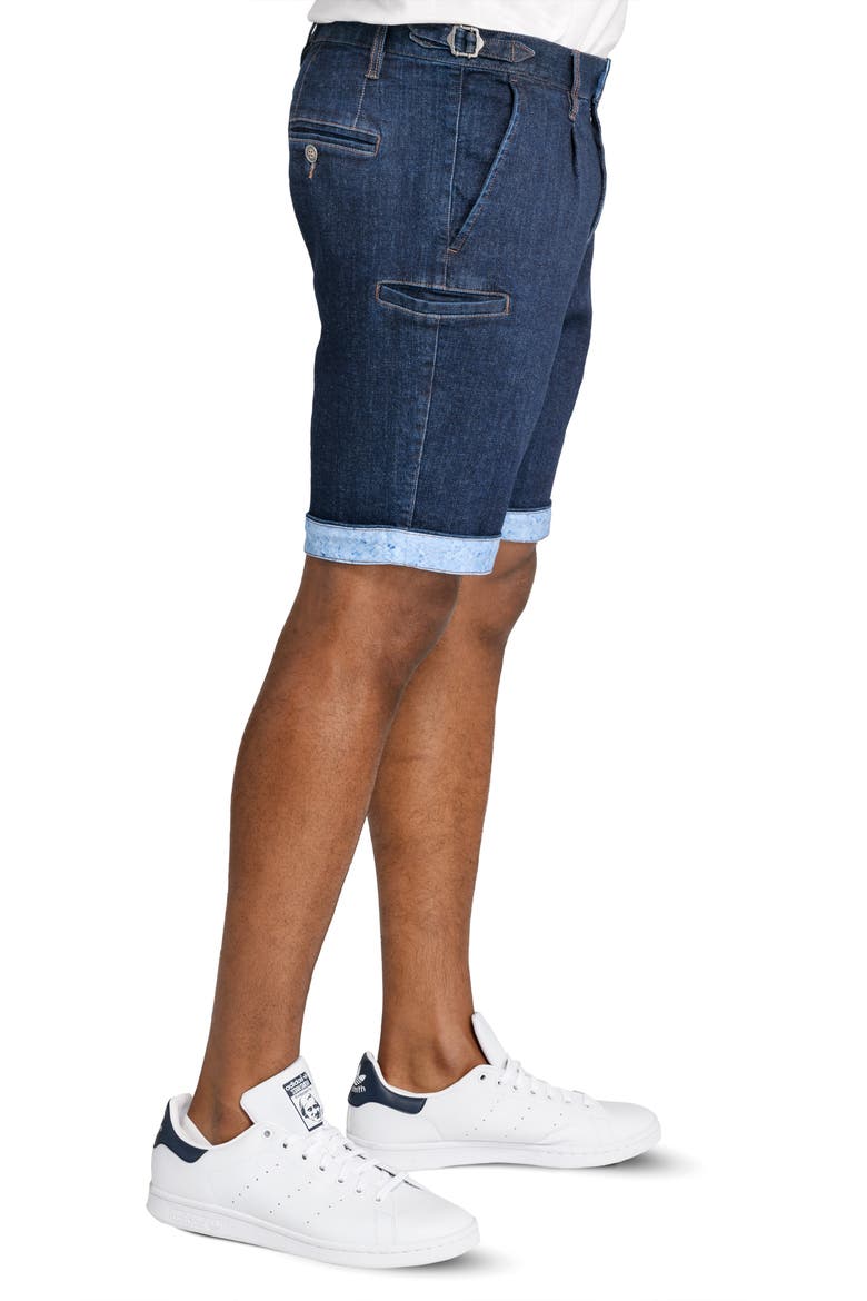 Slim Fit Solid Pleated Shorts, Alternate, color, NAVY