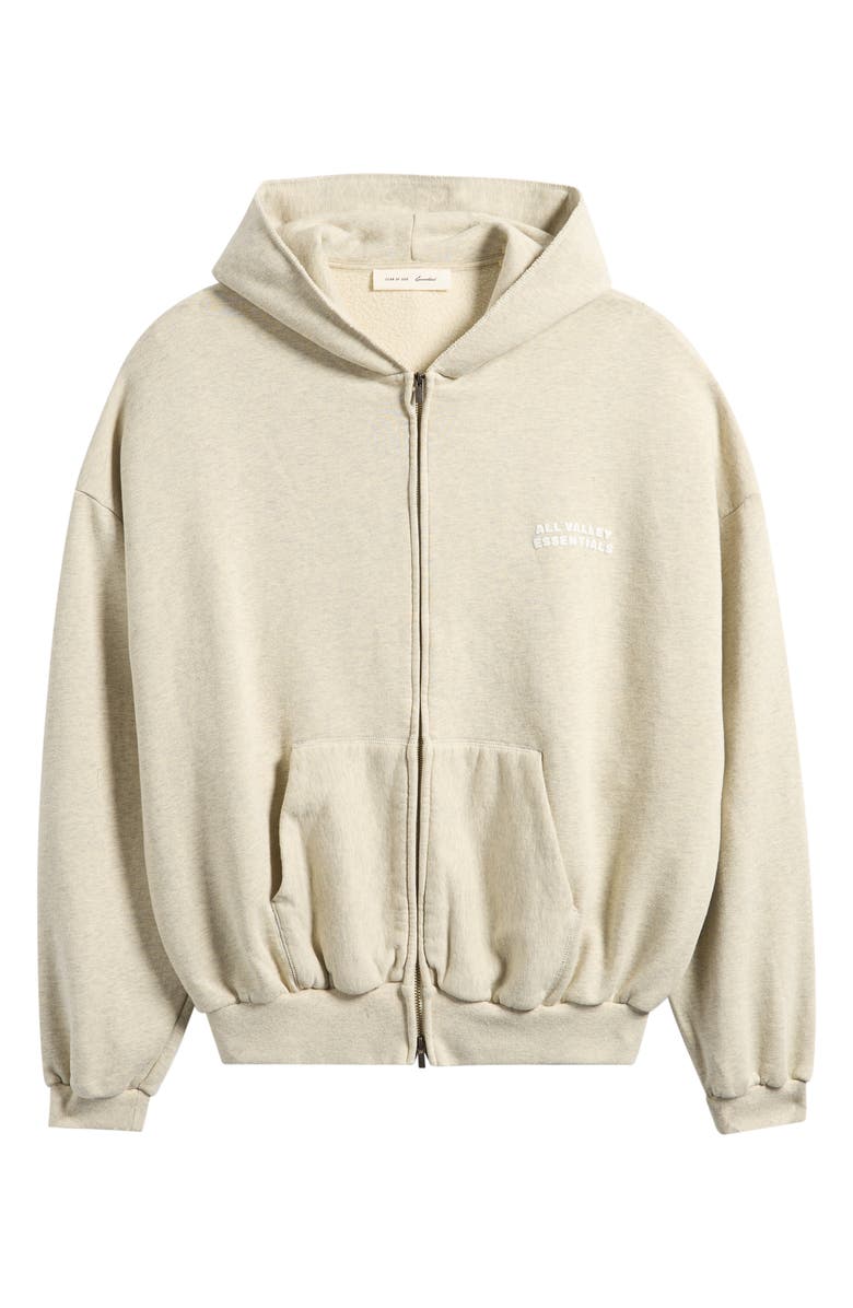 Fear of God Essentials '90s Graphic Zip Hoodie, Alternate, color, Washed Vanilla Heather