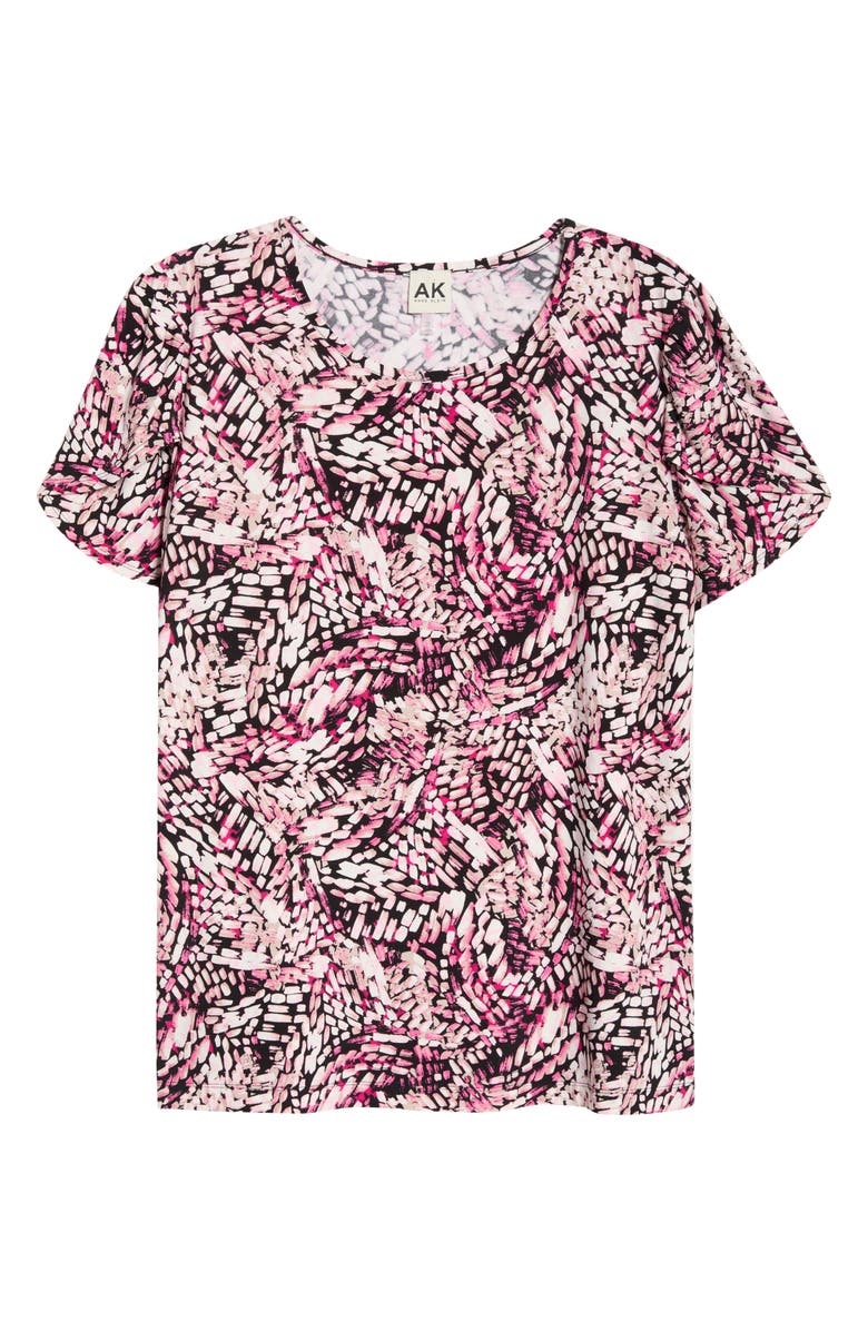 AK ANNE KLEIN Abstract Print Tulip Sleeve Top, Alternate, color, Pink Berry Multi
