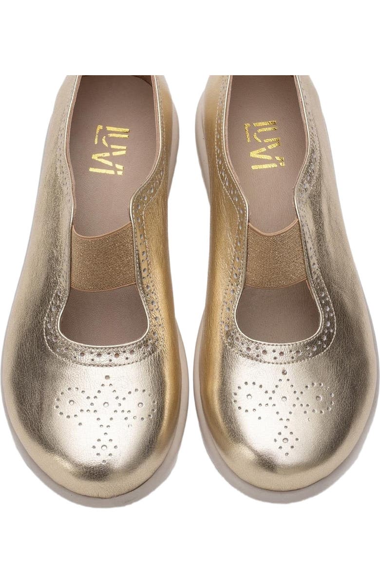 Forever & Always Shoes CHELLE Elastic Leather Flat, Alternate, color, Gold Leather