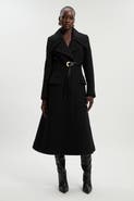 Karen Millen Wool Shawl Collar Belted Midi Coat