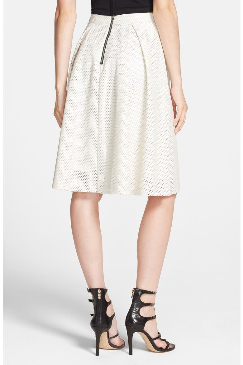 ASTR Perforated Faux Leather Midi Skirt, Alternate, color, WHITE