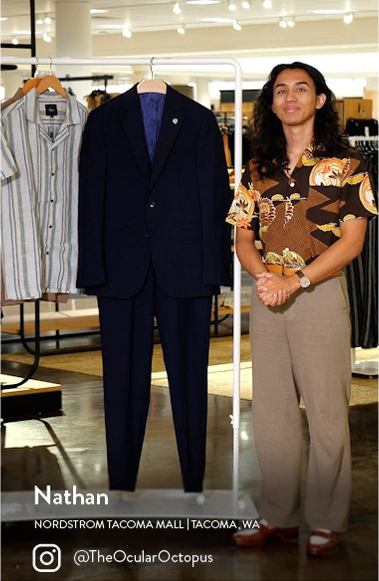 Jay Slim Fit Deco Check Wool Suit, sales video thumbnail