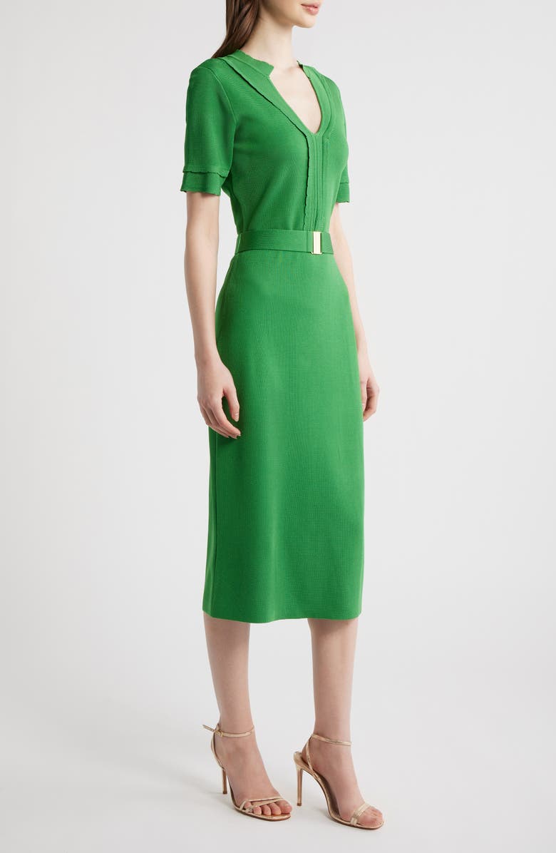 Elie Tahari The Zariyah Belted Midi Sweater Dress, Alternate, color, 